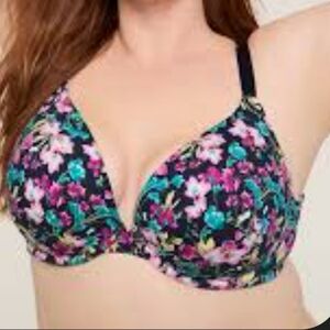 New Cacique Floral Boost Plunge Bra Size 44C